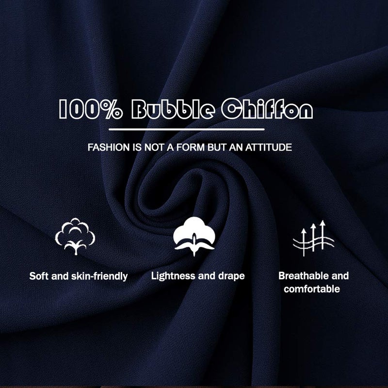 Yeieeo Bubble Chiffon Hijab Premium Chiffon Wrap Head Scarf(Navy Blue) - Image 4